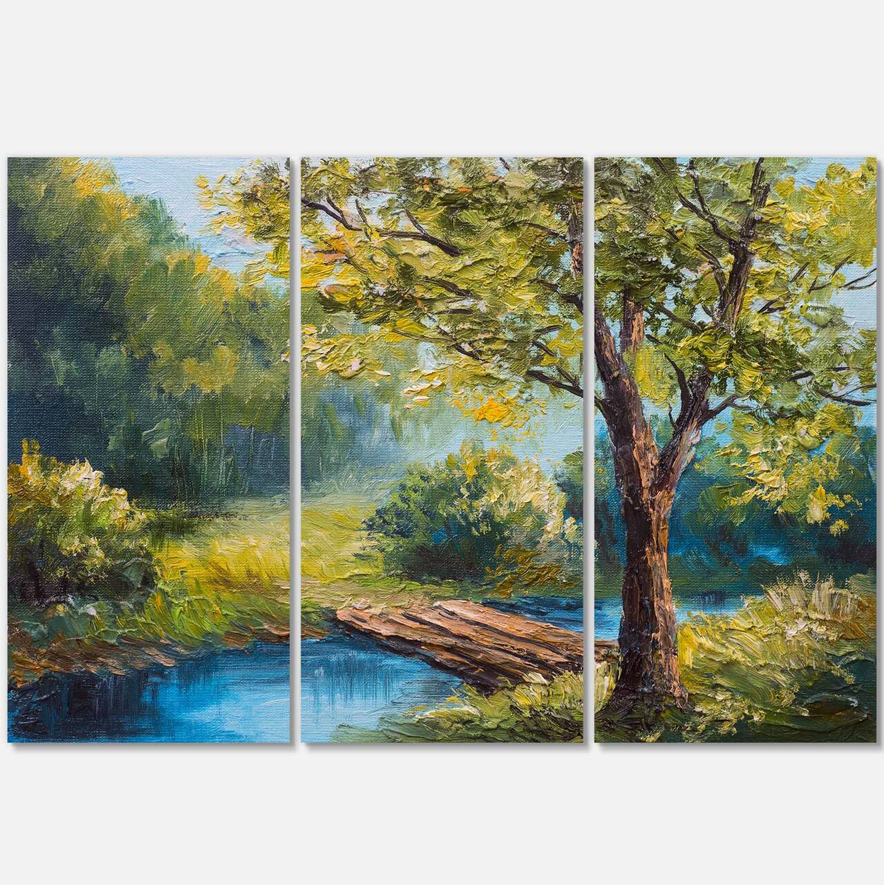 Designart - Summer Forest with Beautiful River - Landscape Art Print Canvas